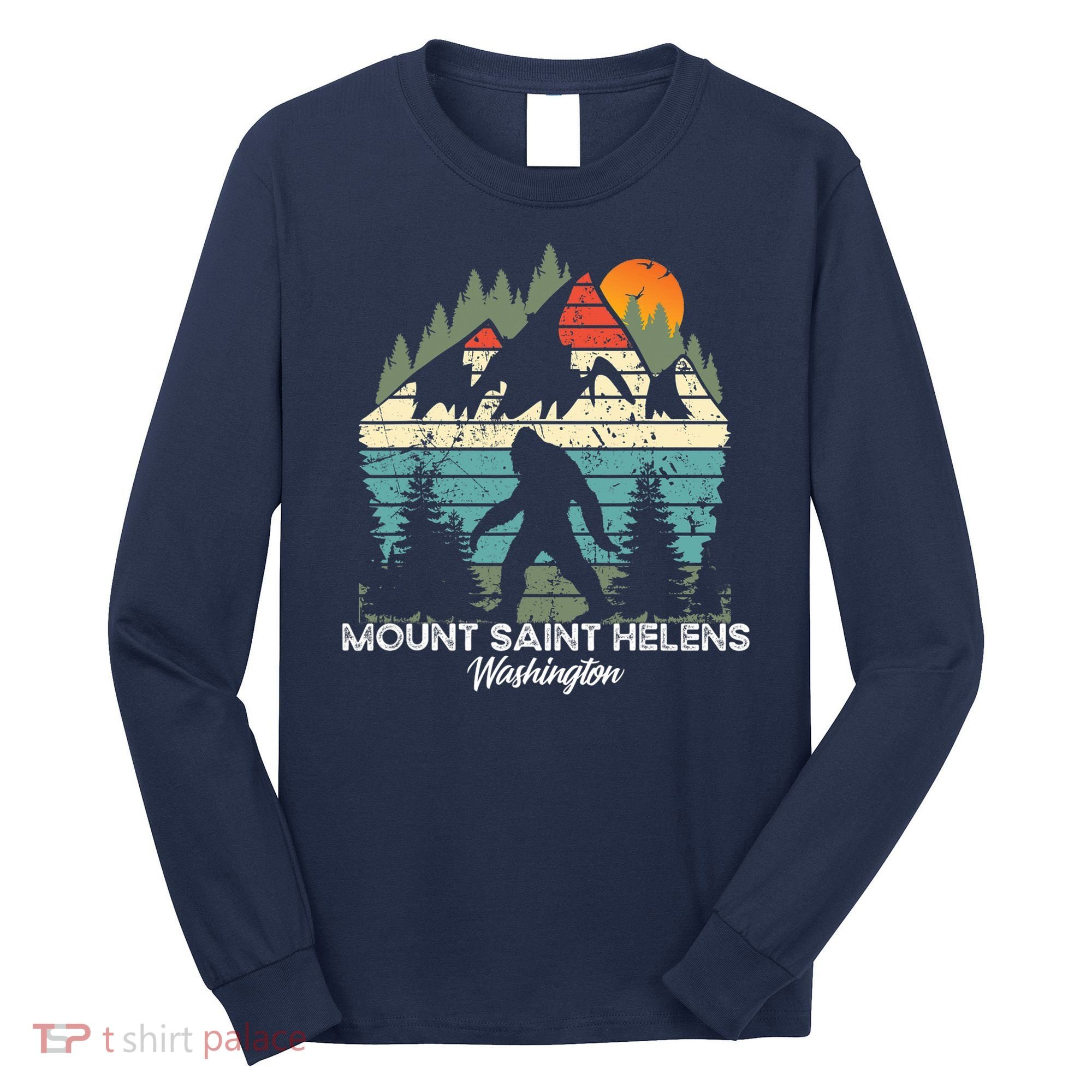Mount Saint Helens Washington National Park Retro 80's Long Sleeve Shirt