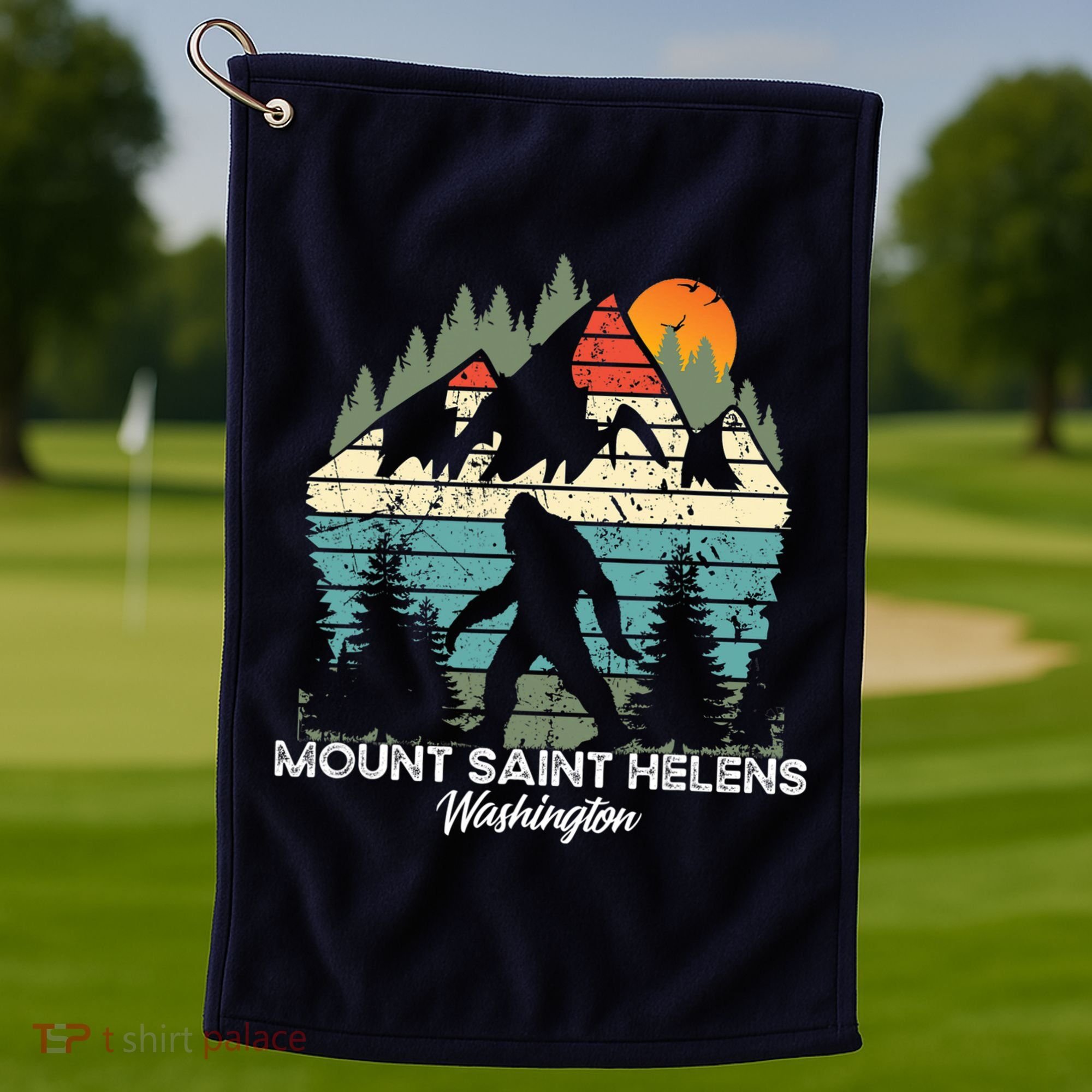 Mount Saint Helens Washington National Park Retro 80's Golf Towel