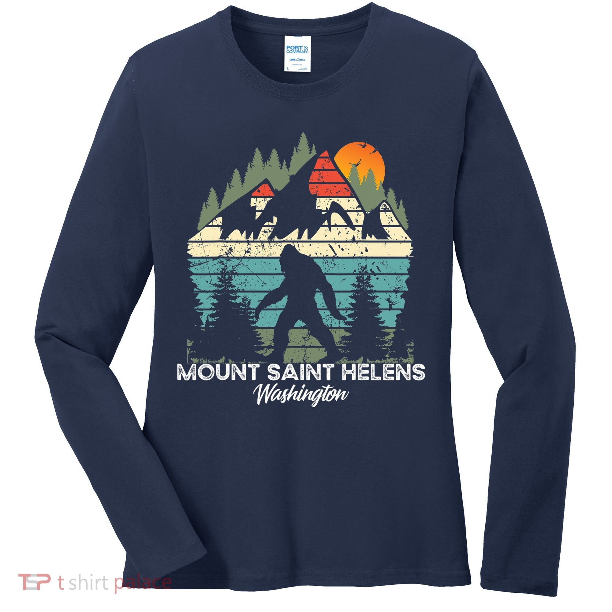 Mount Saint Helens Washington National Park Retro 80's Women's Long Sleeve Shirt