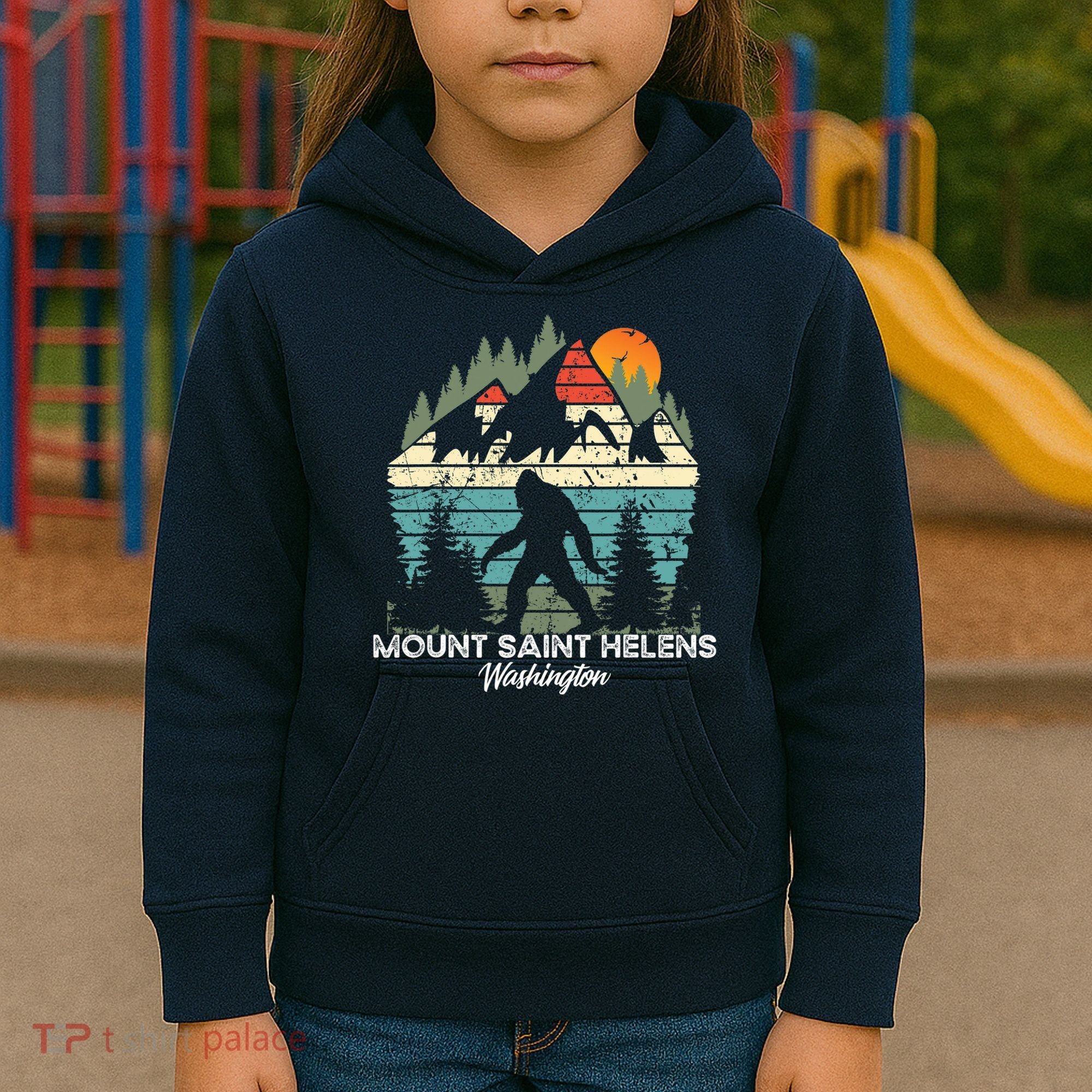 Mount Saint Helens Washington National Park Retro 80's Kids Hoodie