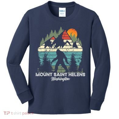 Mount Saint Helens Washington National Park Retro 80's Kids Long Sleeve Shirt