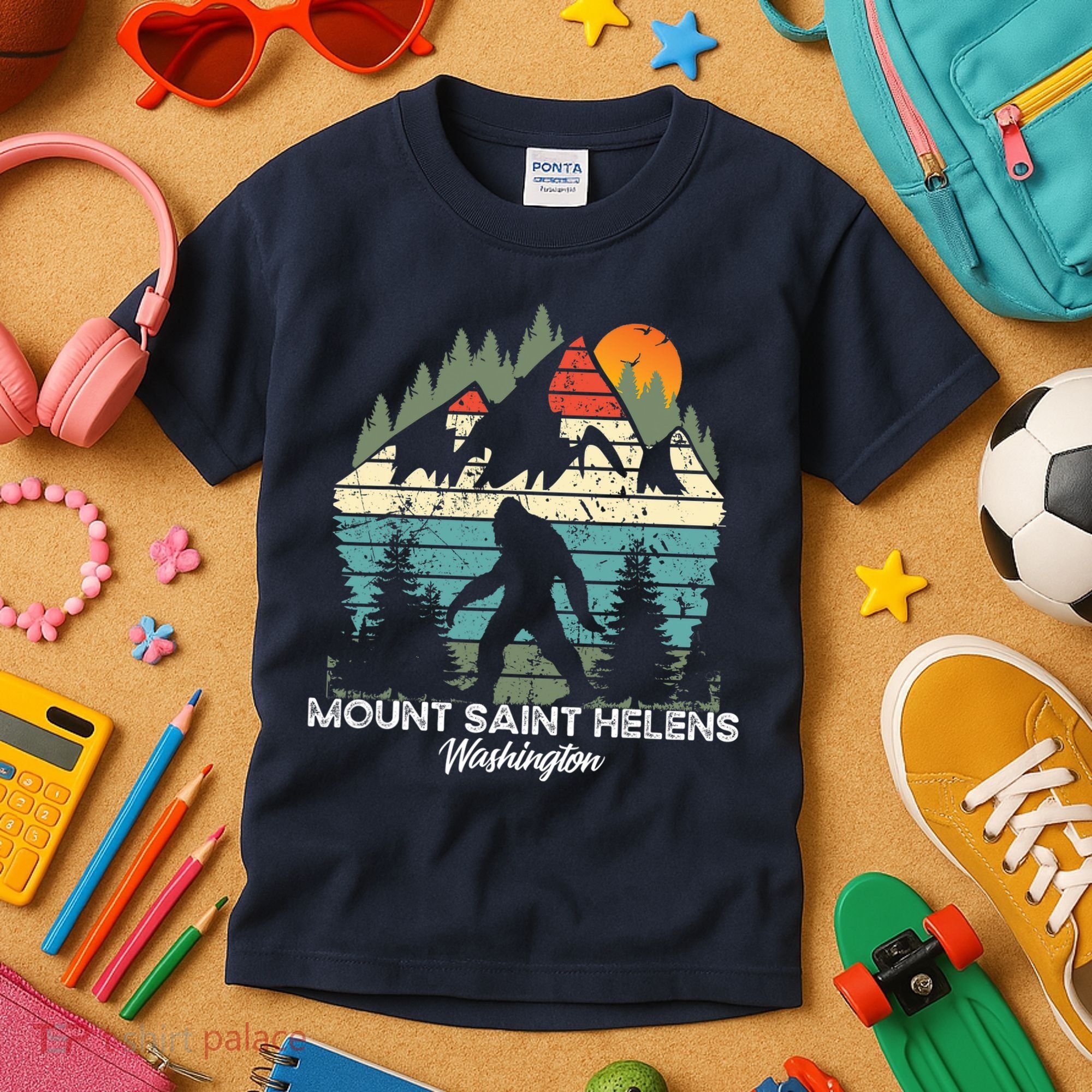 Mount Saint Helens Washington National Park Retro 80's Kids T-Shirt