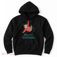 Merry Slothmas Hanging On Christmas Lights Hoodie thumb 0