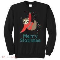 Merry Slothmas Hanging On Christmas Lights Sweatshirt thumb 0