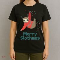 Merry Slothmas Hanging On Christmas Lights T-Shirt thumb 4