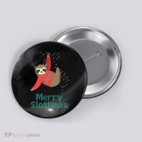 Merry Slothmas Hanging On Christmas Lights Button thumb 0