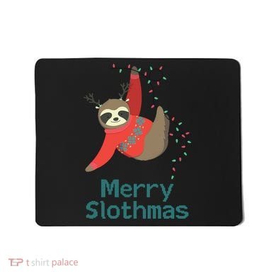 Merry Slothmas Hanging On Christmas Lights Mousepad