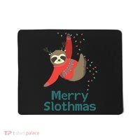 Merry Slothmas Hanging On Christmas Lights Mousepad thumb 0