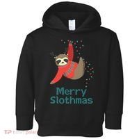 Merry Slothmas Hanging On Christmas Lights Toddler Hoodie thumb 0