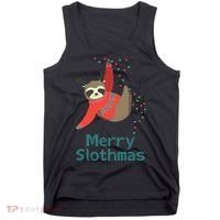 Merry Slothmas Hanging On Christmas Lights Tank Top thumb 0