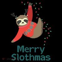 Merry Slothmas Hanging On Christmas Lights Women's T-Shirt thumb 6