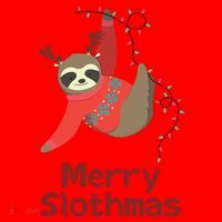 Merry Slothmas Hanging On Christmas Lights Santa Hat thumb 1