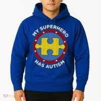 My Superhero Has Autism Awareness Gift Support Gift Hoodie thumb 2