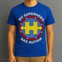 My Superhero Has Autism Awareness Gift Support Gift T-Shirt thumb 3