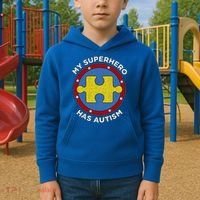 My Superhero Has Autism Awareness Gift Support Gift Kids Hoodie thumb 2
