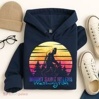 Mount Saint Helens Washington National Park Retro 80's Hoodie thumb 4