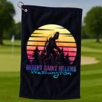 Mount Saint Helens Washington National Park Retro 80's Golf Towel thumb 1