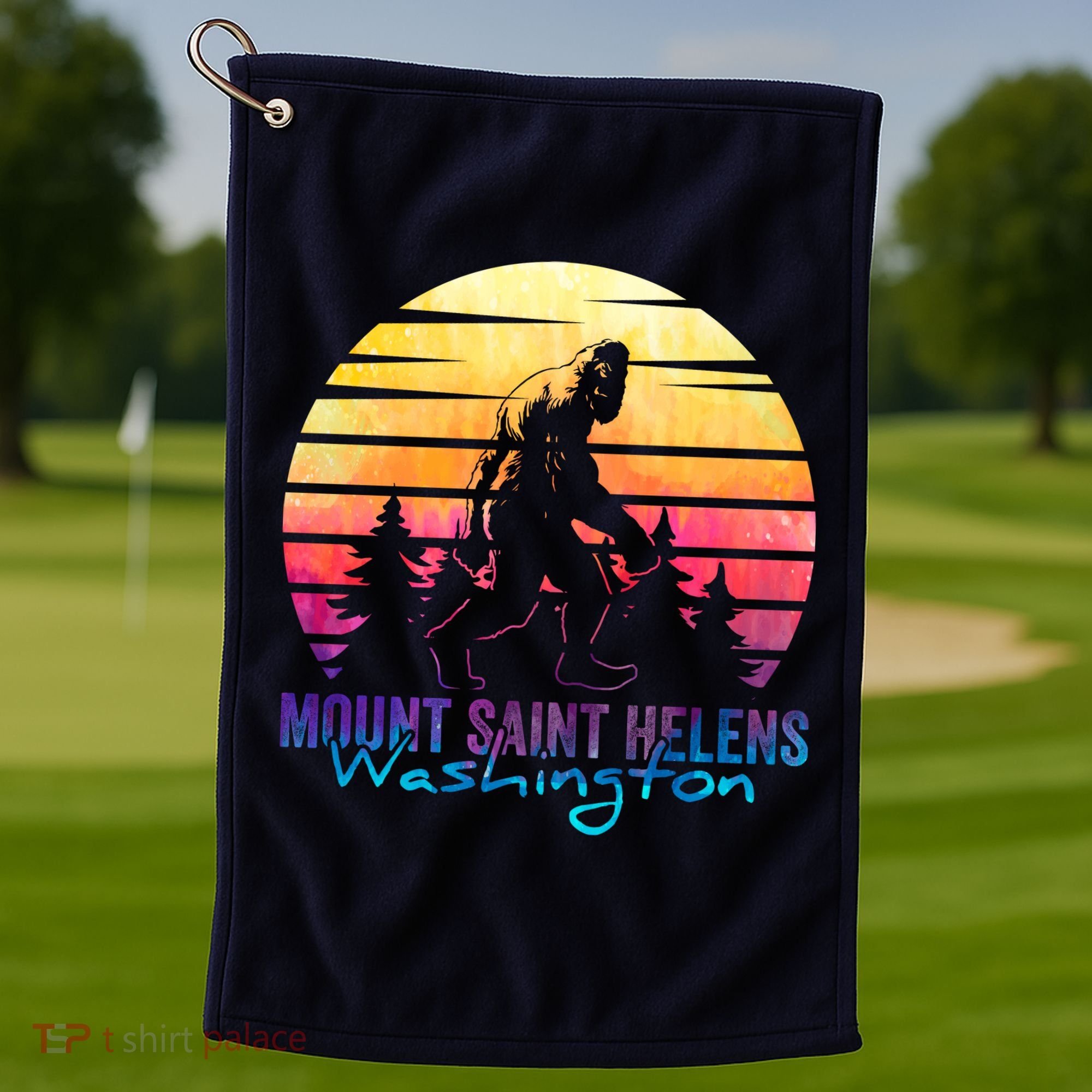 Mount Saint Helens Washington National Park Retro 80's Golf Towel