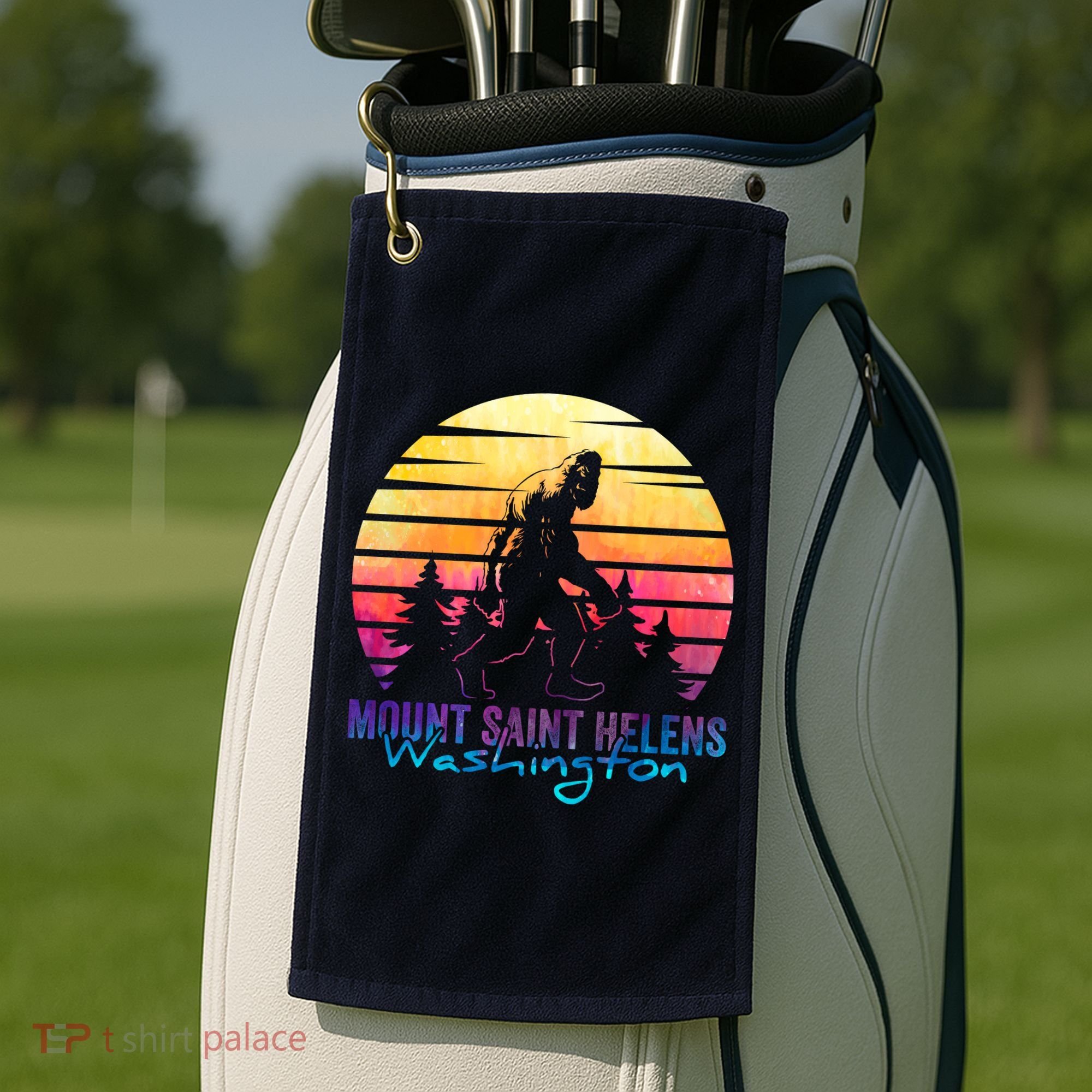 Mount Saint Helens Washington National Park Retro 80's Golf Towel