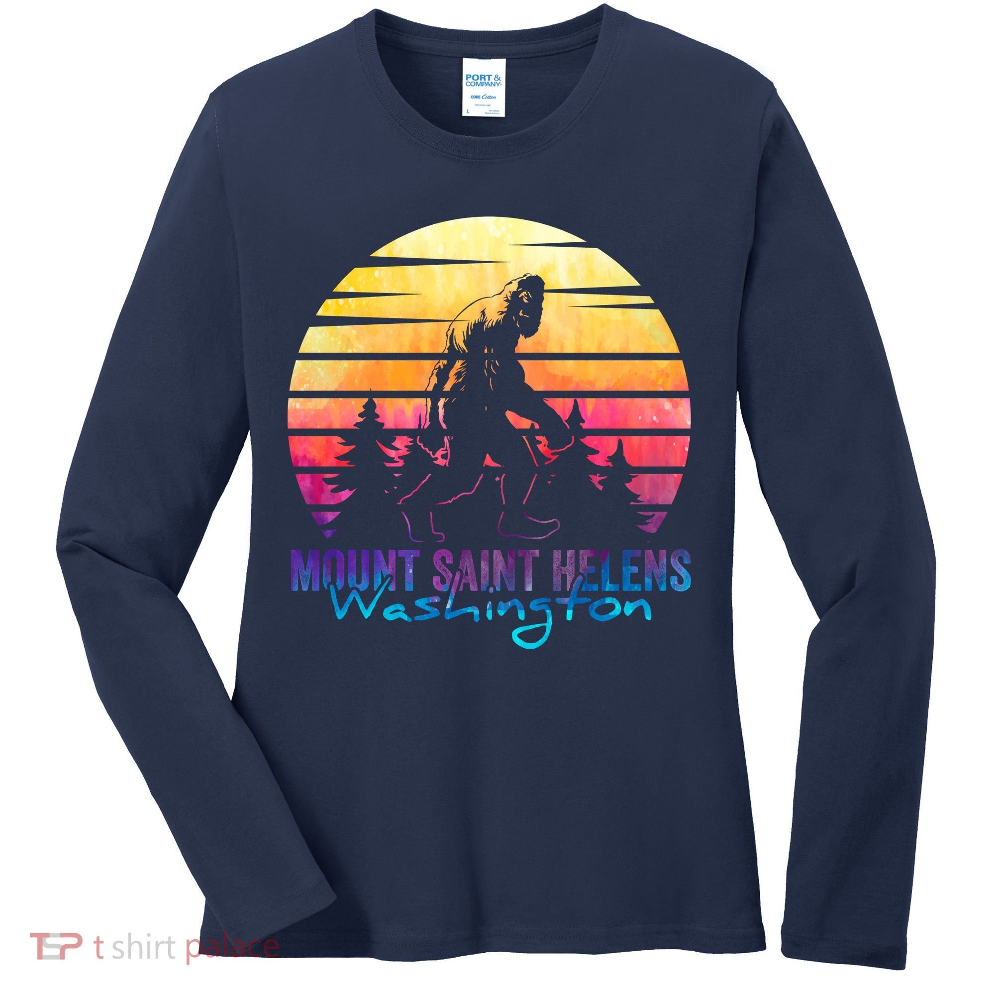 Mount Saint Helens Washington National Park Retro 80's Women's Long Sleeve Shirt