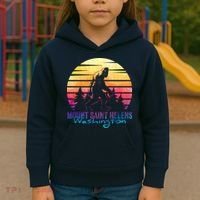 Mount Saint Helens Washington National Park Retro 80's Kids Hoodie thumb 3