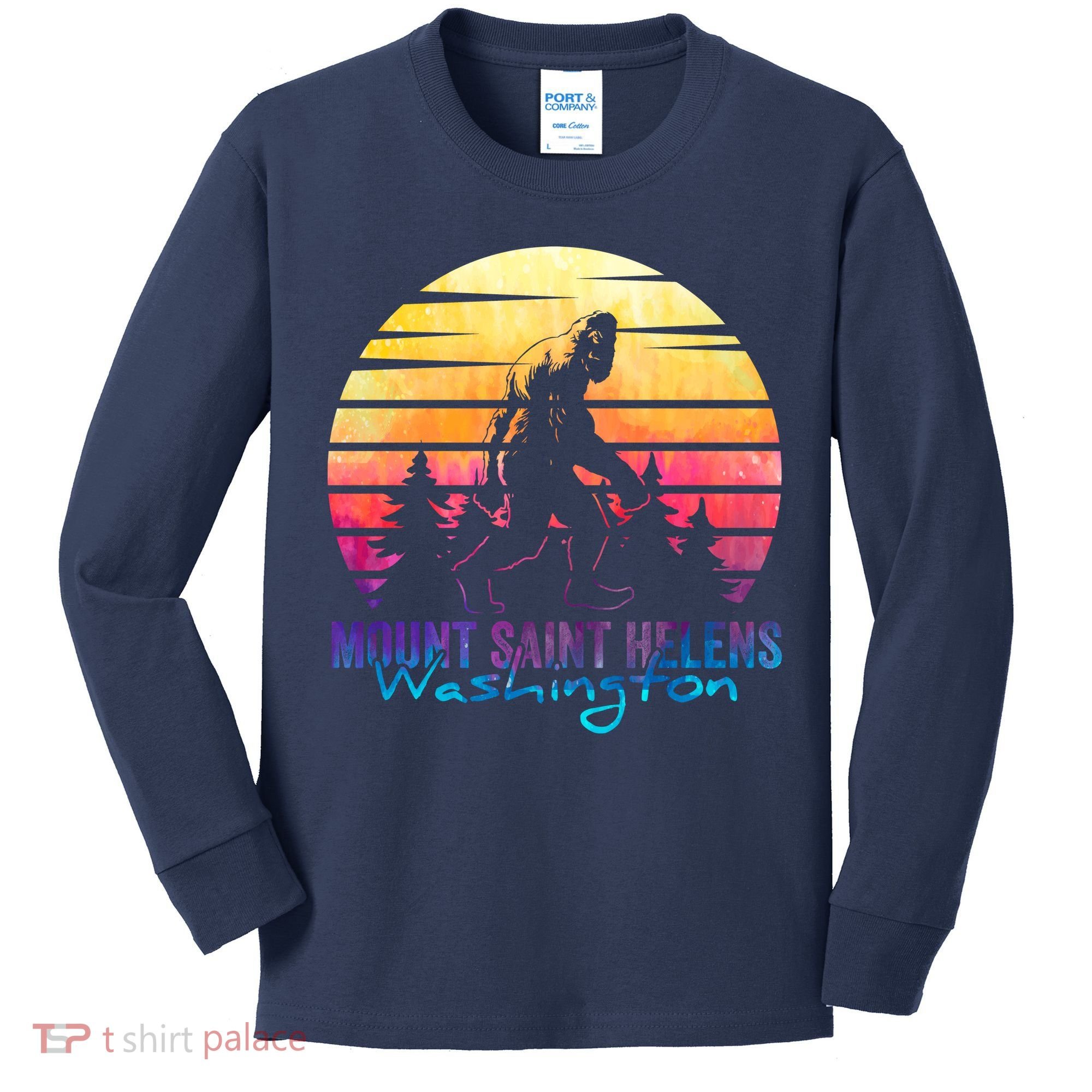 Mount Saint Helens Washington National Park Retro 80's Kids Long Sleeve Shirt