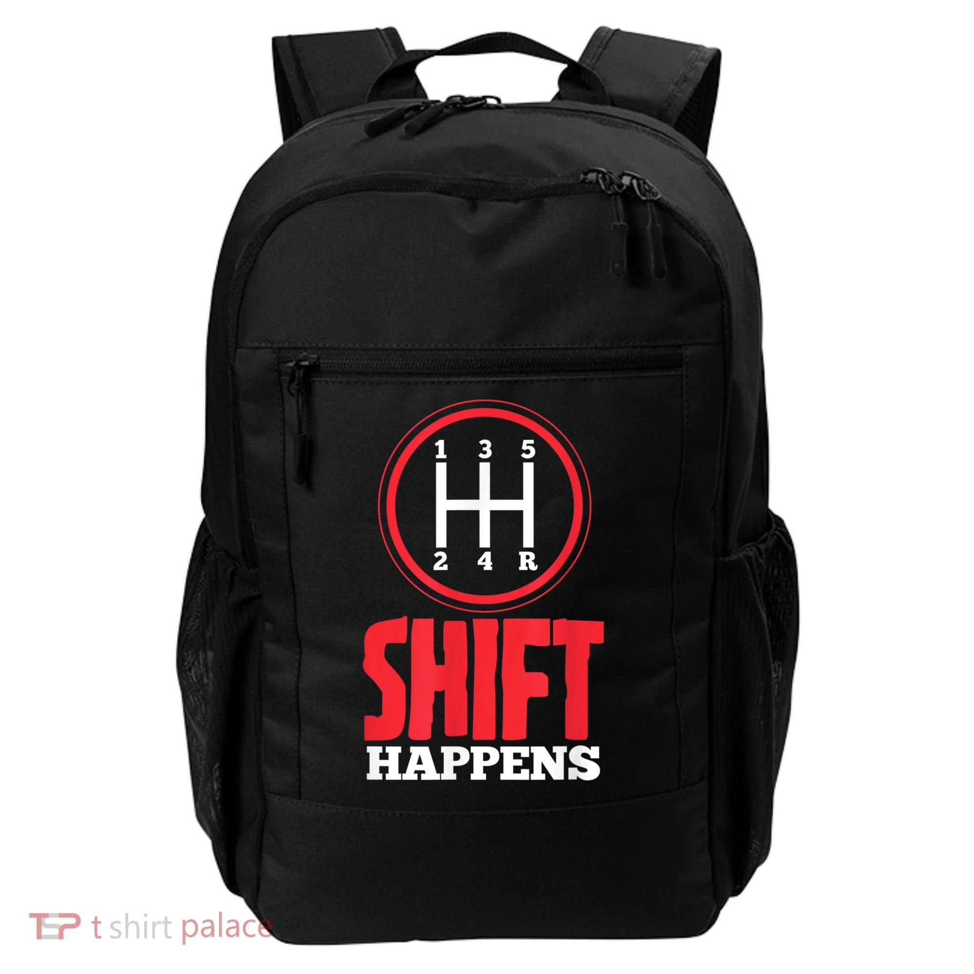Mens Shift Happens Funny Mechanic Car Lover Backpack