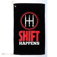 Mens Shift Happens Funny Mechanic Car Lover Golf Towel thumb 0
