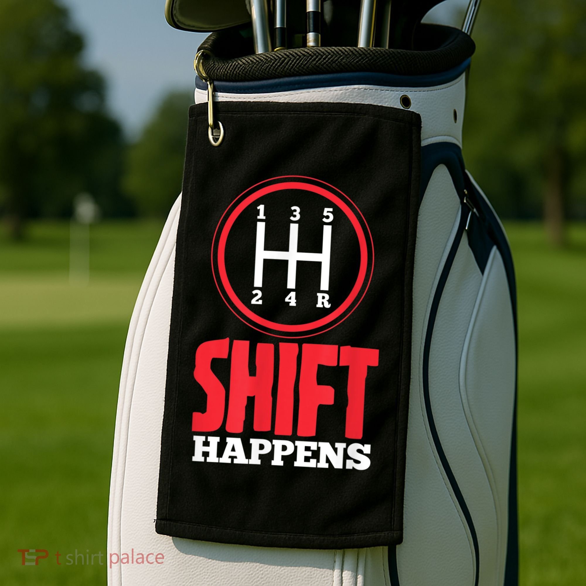 Mens Shift Happens Funny Mechanic Car Lover Golf Towel