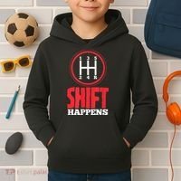 Mens Shift Happens Funny Mechanic Car Lover Kids Hoodie thumb 2
