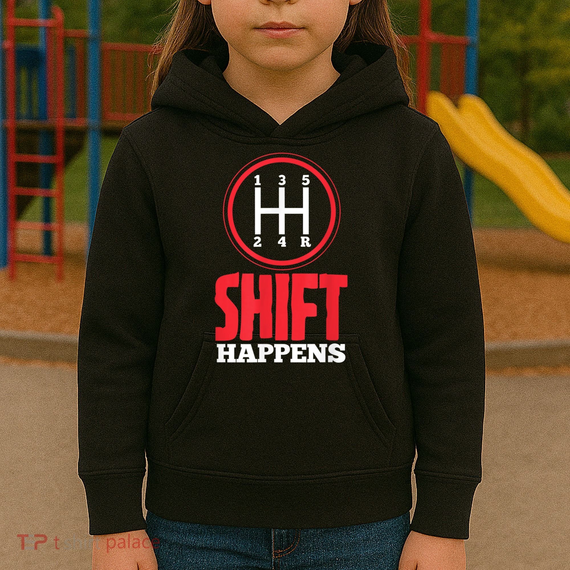 Mens Shift Happens Funny Mechanic Car Lover Kids Hoodie