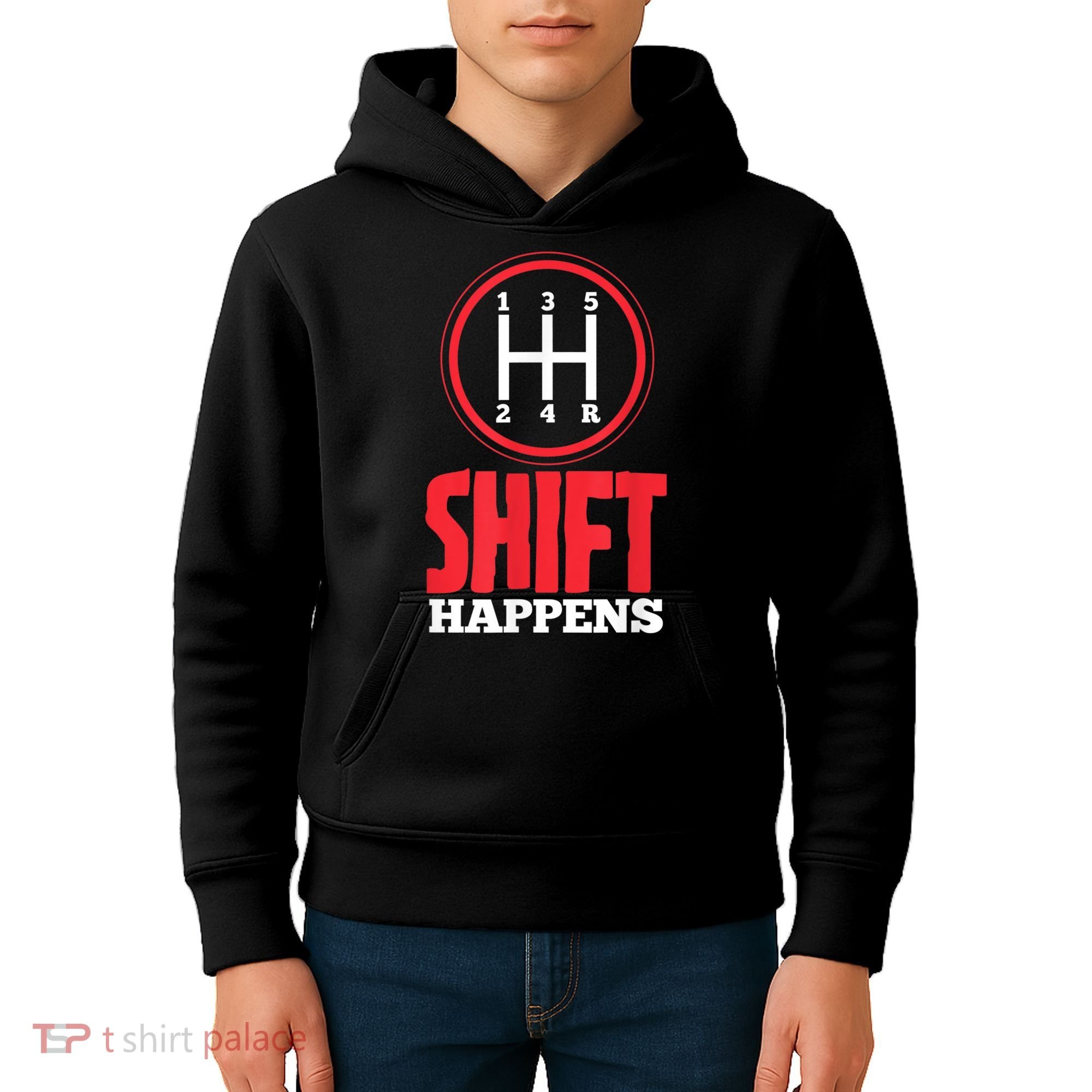 Mens Shift Happens Funny Mechanic Car Lover Kids Hoodie