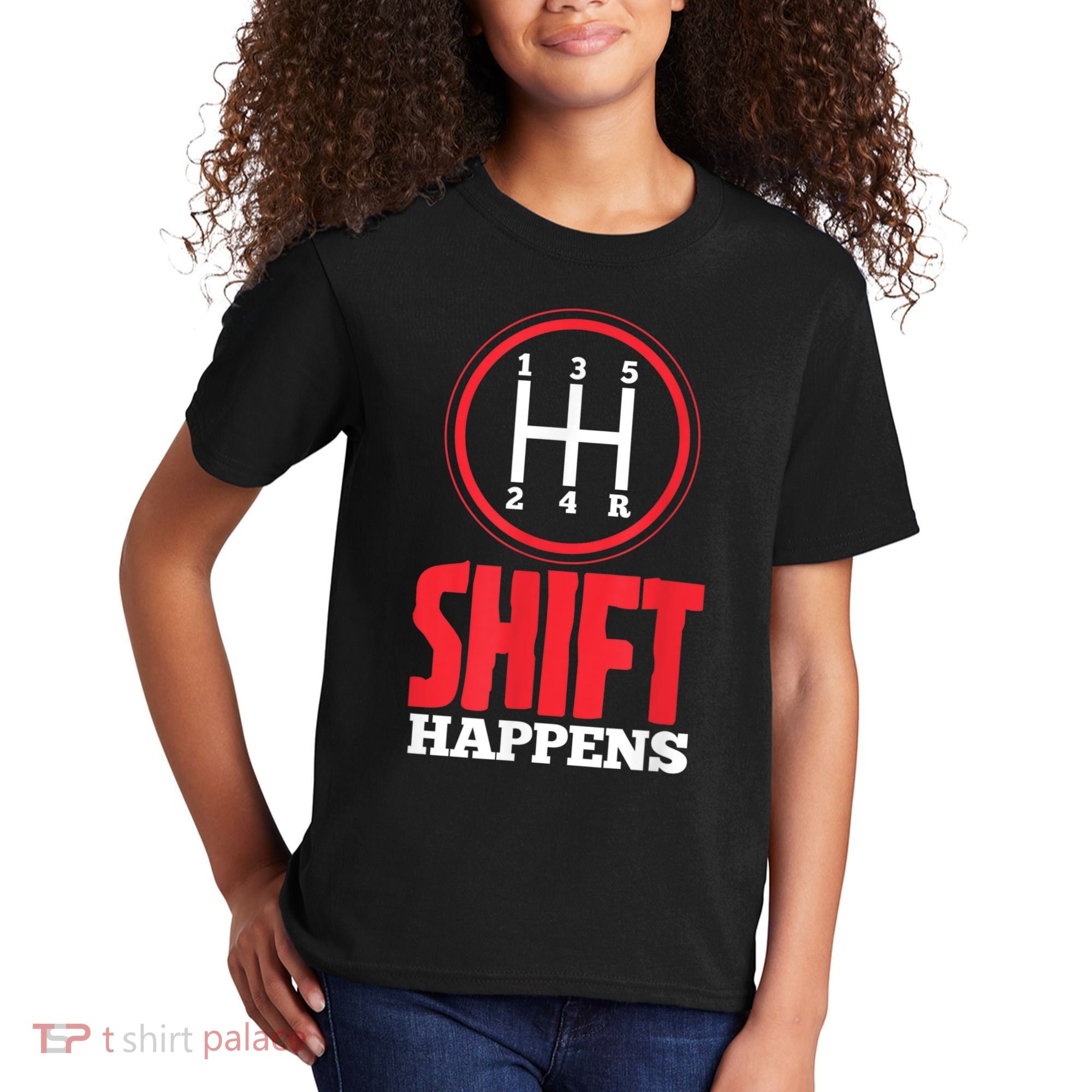 Mens Shift Happens Funny Mechanic Car Lover Kids T-Shirt