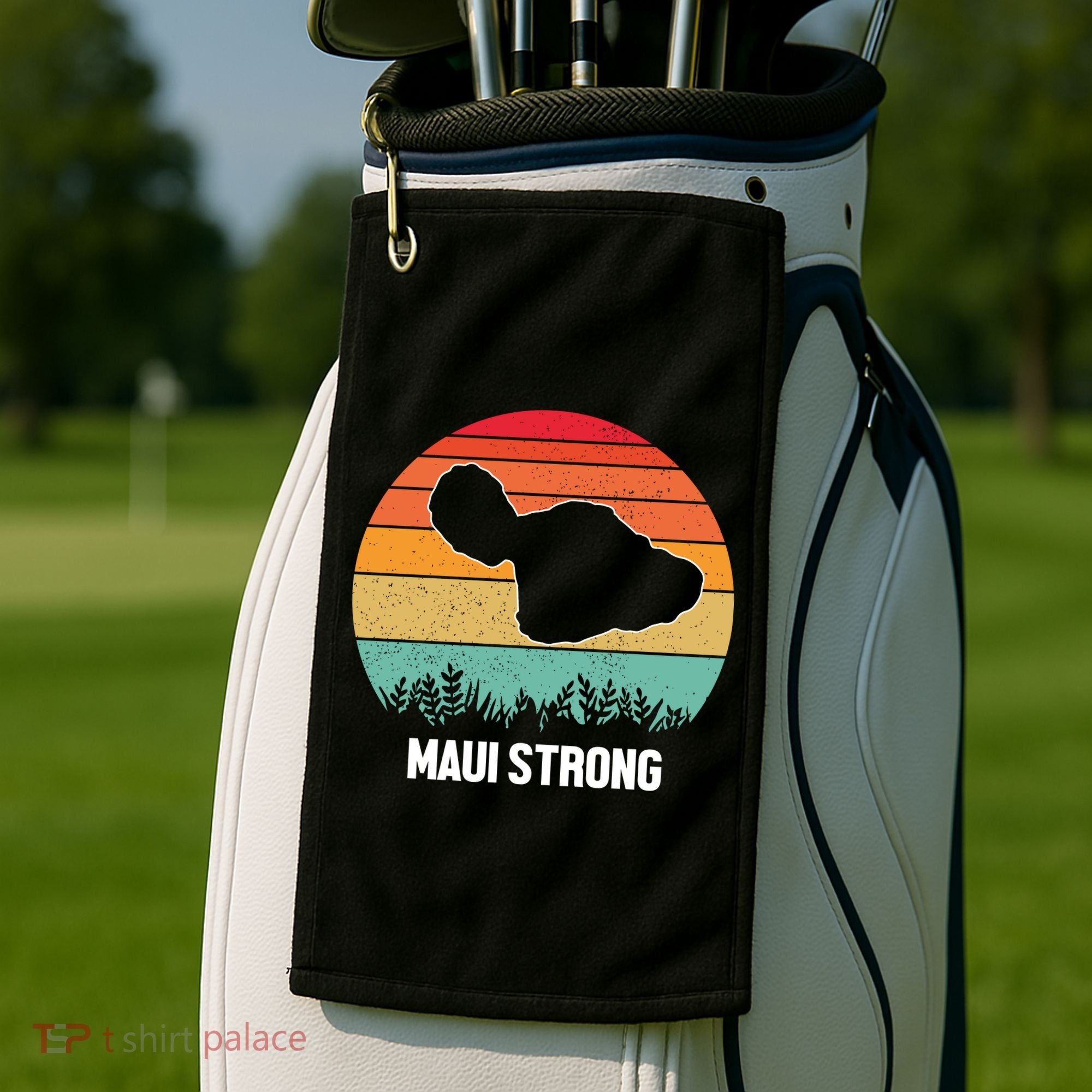 Maui Strong Hawaii Wildfire Sunset Golf Towel