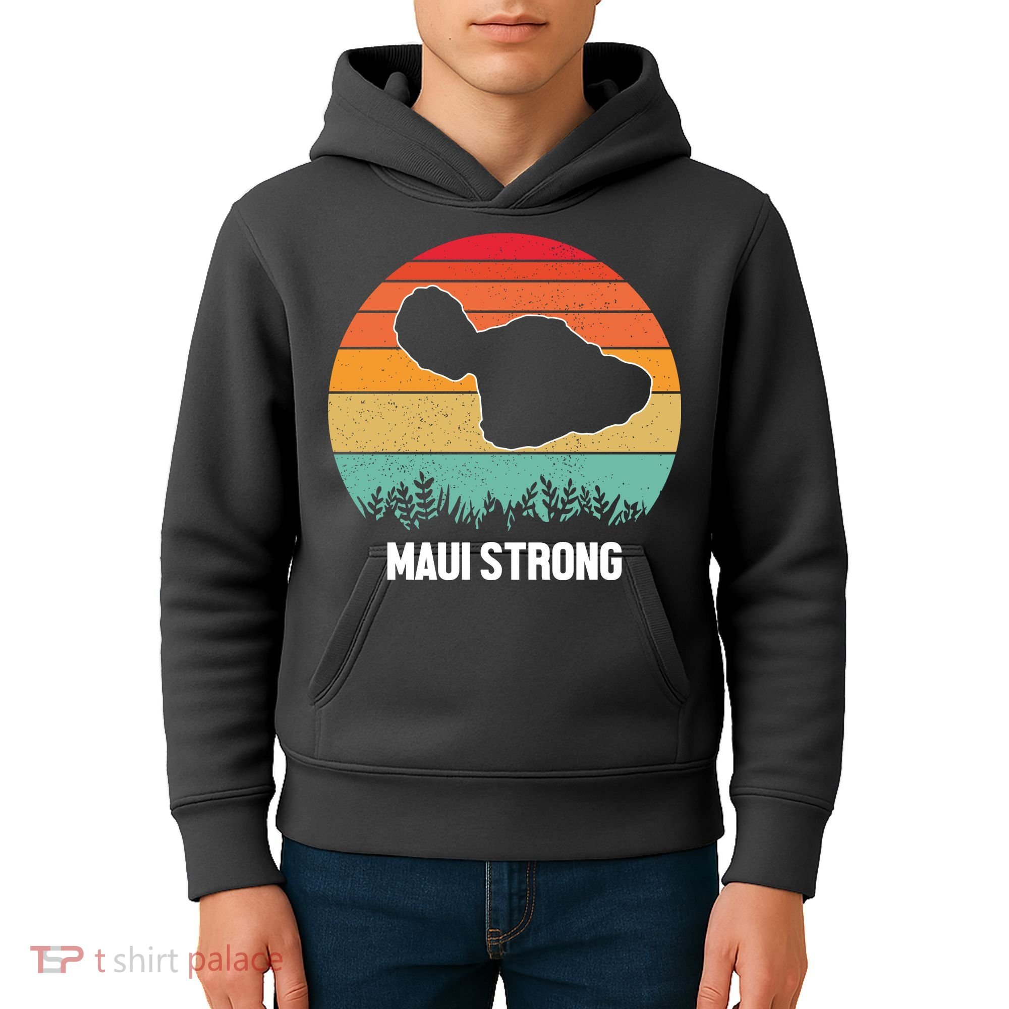 Maui Strong Hawaii Wildfire Sunset Kids Hoodie
