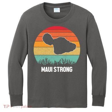 Maui Strong Hawaii Wildfire Sunset Kids Long Sleeve Shirt