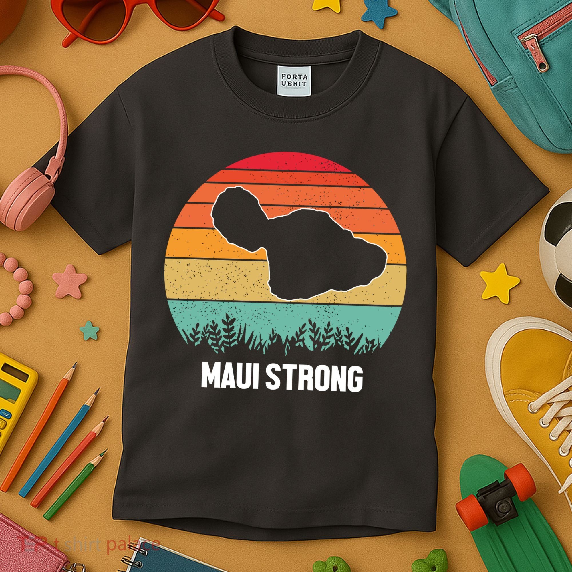 Maui Strong Hawaii Wildfire Sunset Kids T-Shirt