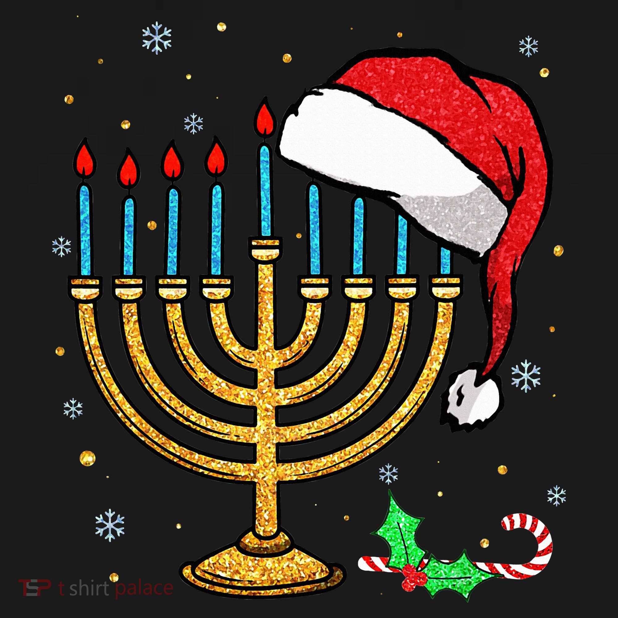 Menorah Santa Hat Chanukah Hanukkah Jewish Christmas Pajama   Women's Hoodie