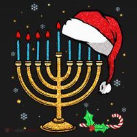 Menorah Santa Hat Chanukah Hanukkah Jewish Christmas Pajama   Ornament thumb 1