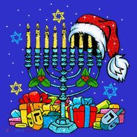 Menorah Santa Hat Chanukah Hanukkah Jewish Christmas Pajama  Long Sleeve Shirt thumb 2
