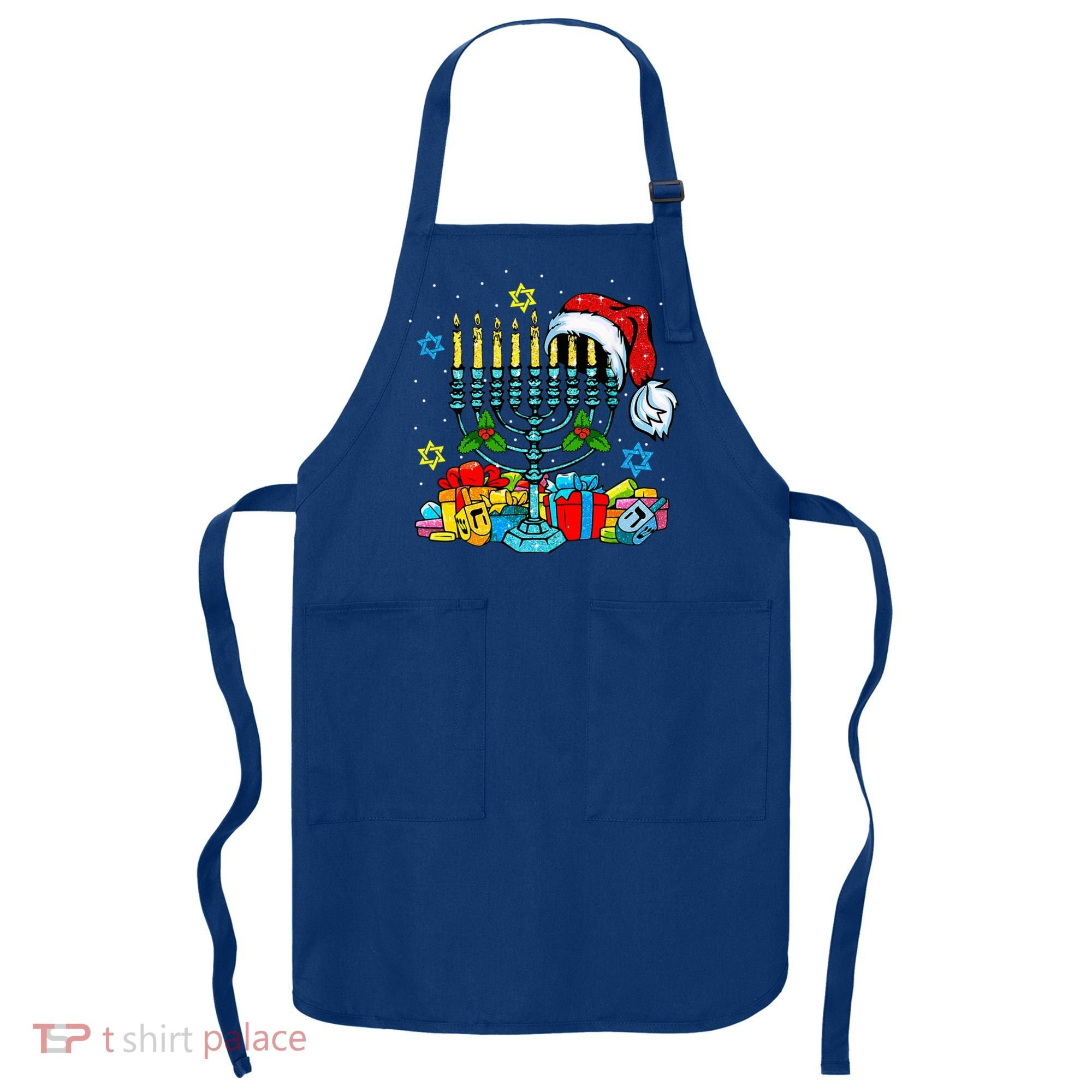 Menorah Santa Hat Chanukah Hanukkah Jewish Christmas Pajama  Apron