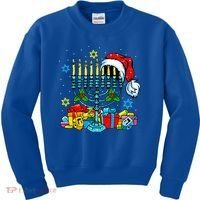 Menorah Santa Hat Chanukah Hanukkah Jewish Christmas Pajama  Kids Sweatshirt thumb 0