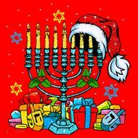 Menorah Santa Hat Chanukah Hanukkah Jewish Christmas Pajama  Santa Hat thumb 1