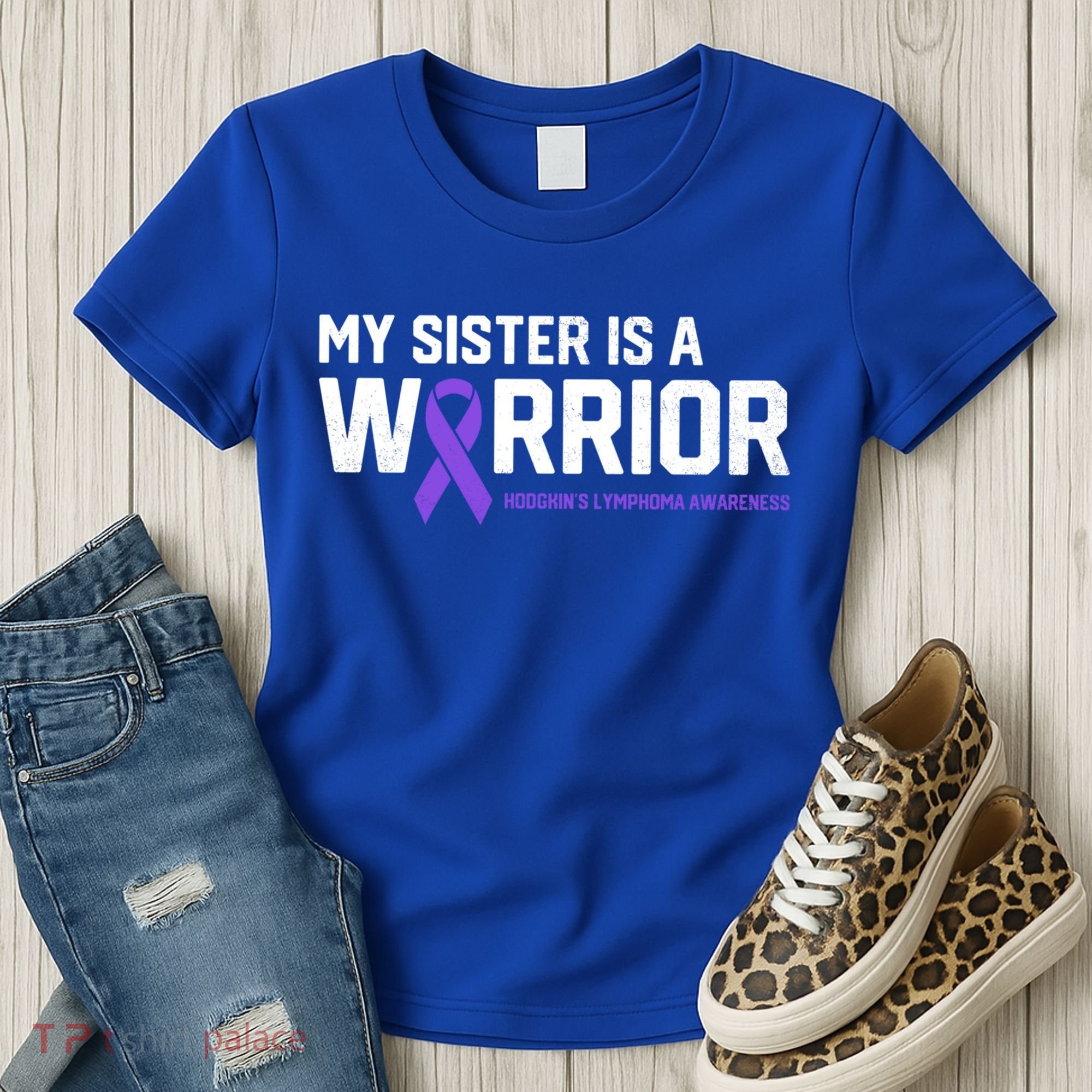 My Sister Is A Warrior Hodgkin's Lymphoma Cancer Awareness Gift Women's T-Shirt