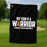 My Son Is A Warrior Leukemia Cancer Blood Awareness Month Gift Golf Towel thumb 1