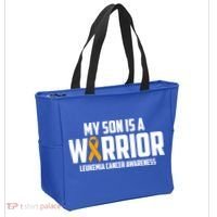 My Son Is A Warrior Leukemia Cancer Blood Awareness Month Gift Tote Bag thumb 2