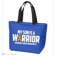 My Son Is A Warrior Leukemia Cancer Blood Awareness Month Gift Tote Bag thumb 3