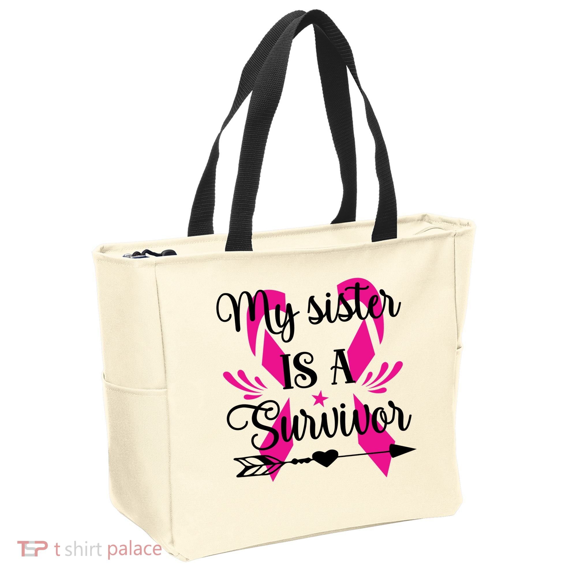 My Sister Is A Survivor Breast Cancer Awareness Tote Bag