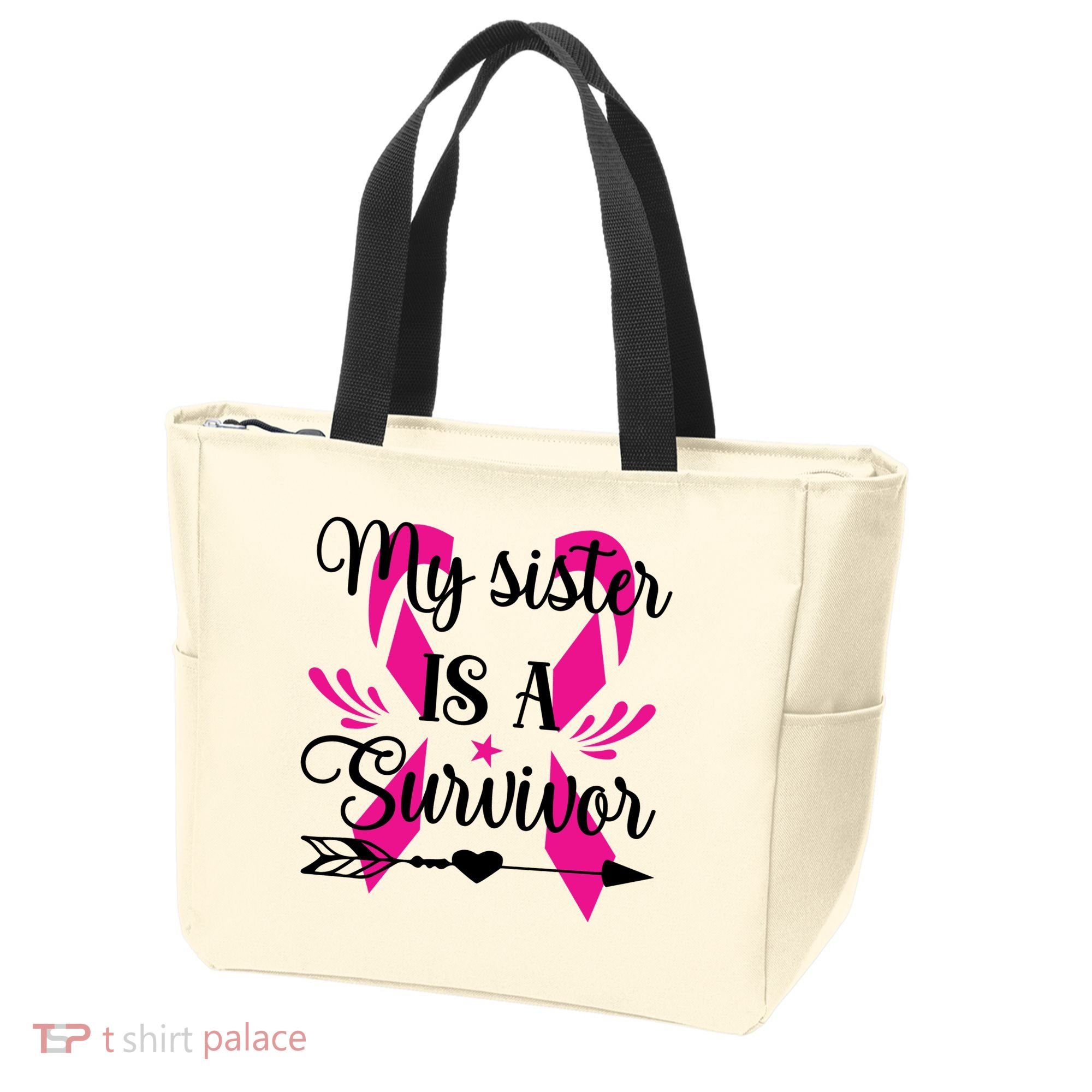 My Sister Is A Survivor Breast Cancer Awareness Tote Bag