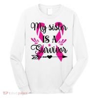 My Sister Is A Survivor Breast Cancer Awareness Long Sleeve Shirt thumb 0